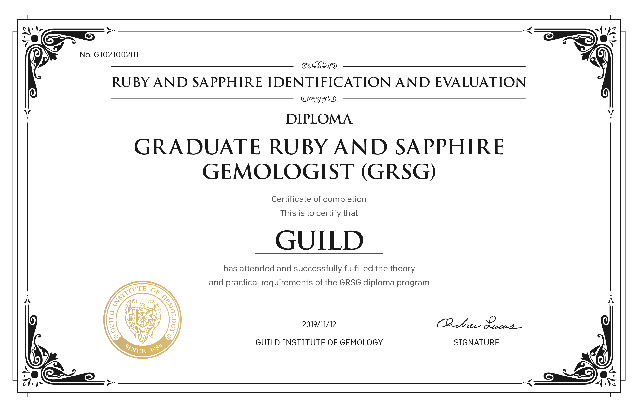 Graduate Ruby and Sapphire Gemologist